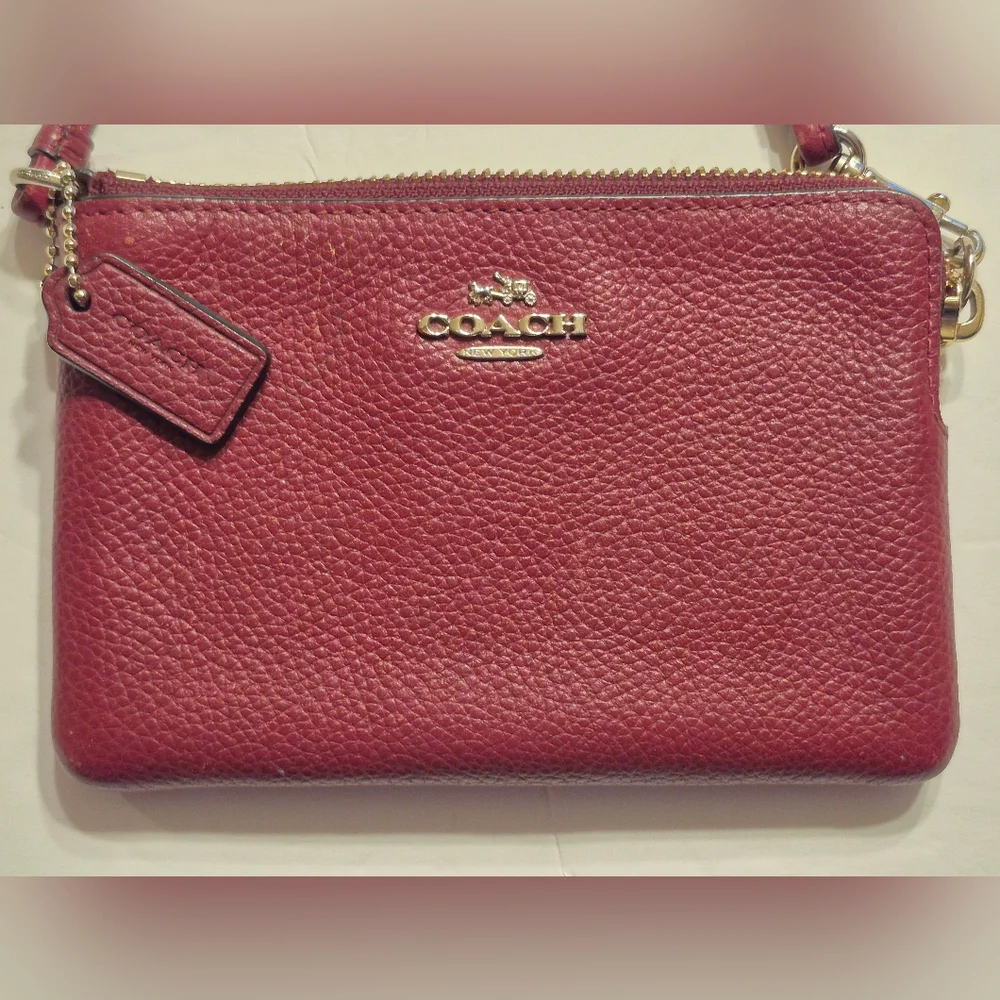 Coach Burgundy Leather Wristlet